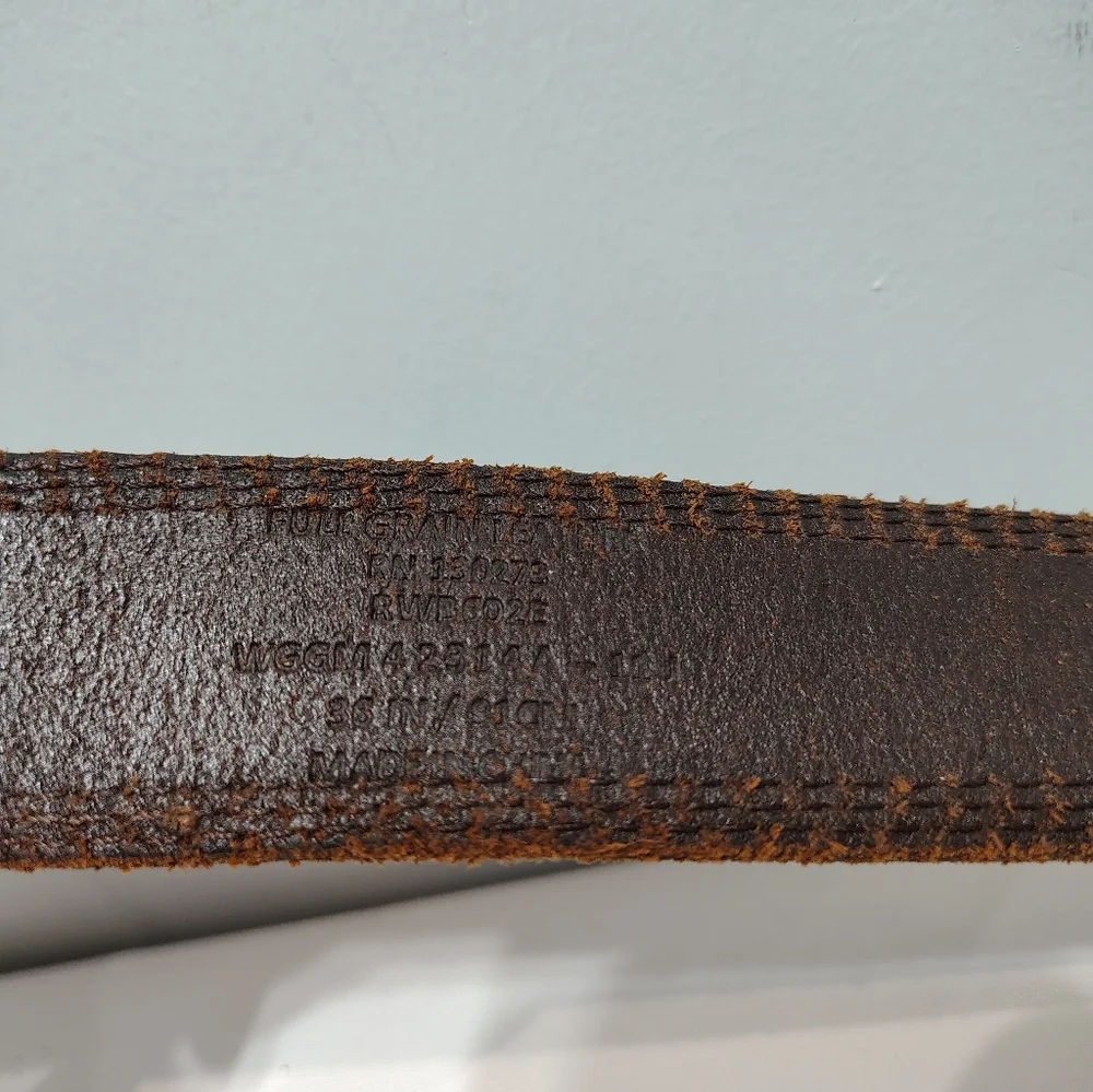 Wrangler Full Grain Leather Belt Brown Size 36 Made in‎ Mexico Western Work Belt